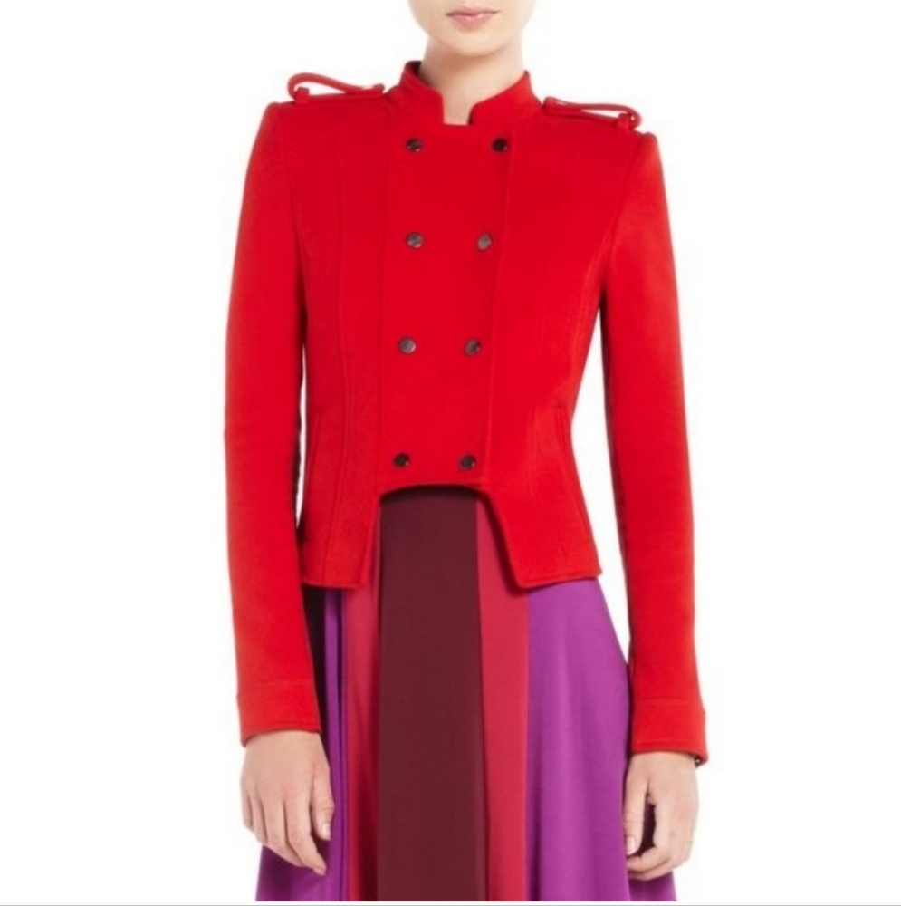 BCBGMaxAzria Red Military Blazer with Tailored Silhouette